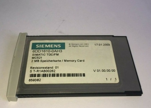 SIEMENS 6DD1610-0AH3 Geheugenkaart 2MB Mc521 Df Cs Fa PLC Support Products IPC