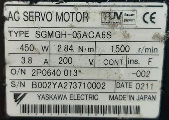 Yaskawa SGMGH-05ACA6S 0.45kw AC Servomotor Merkwaardig Nieuw Originaal