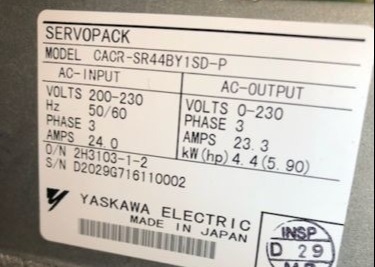 YASKAWA CACR-SR44BY1SD-P All Digital 4.4kW 200VAC D serie Servo Servopack
